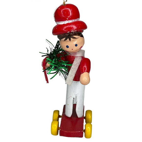 Vintage Clothes Pin Guy on A Skateboard Christmas Ornament - Picture 5 of 10